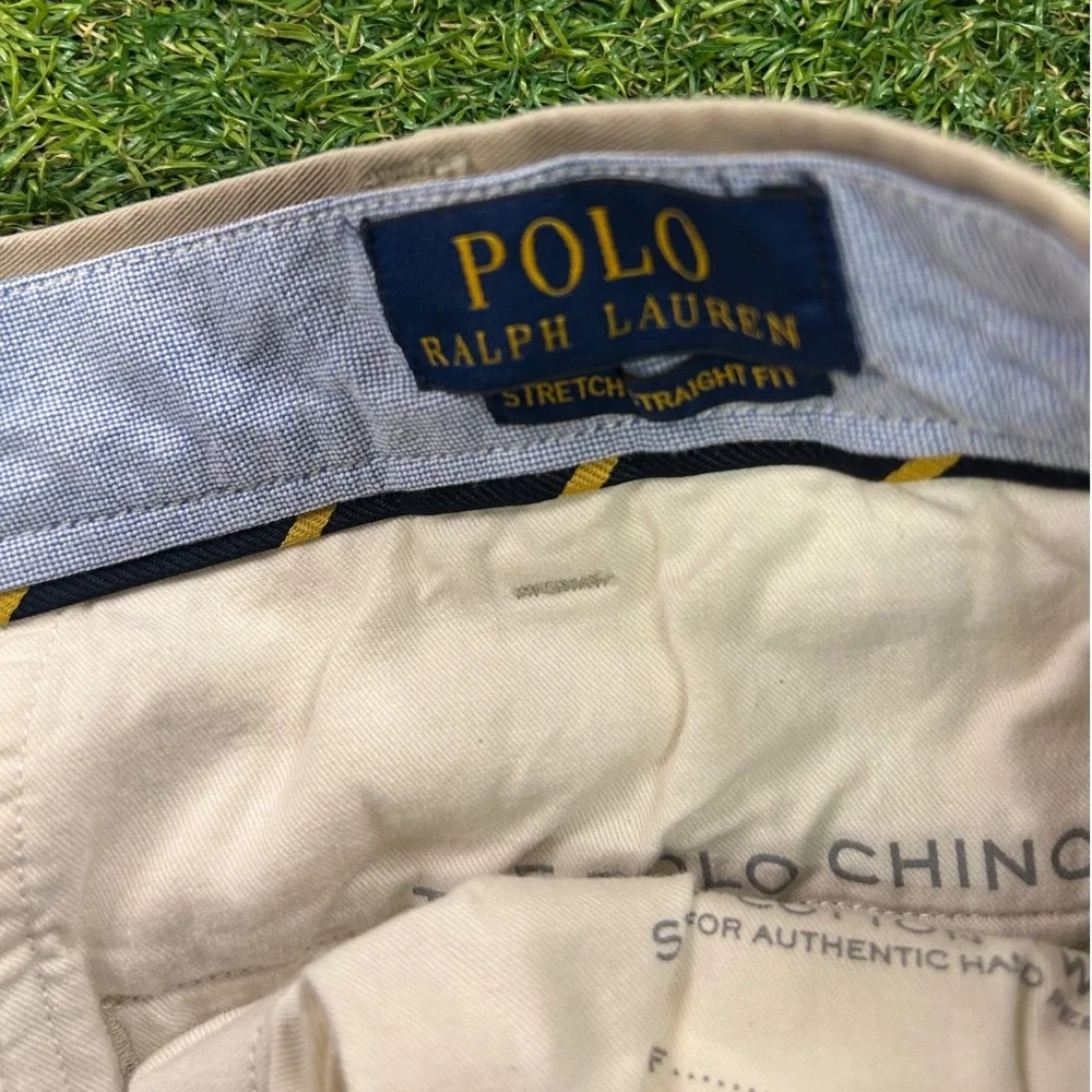 Polo Ralph Lauren Mens 36x32 Stretch Straight Fit Chino Pants Tan Khaki Cotton
